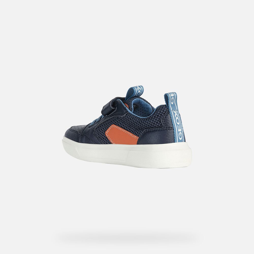 Basket Geox Nettuno - Bleu Marine/Orange - Garcon 640895-AZQ